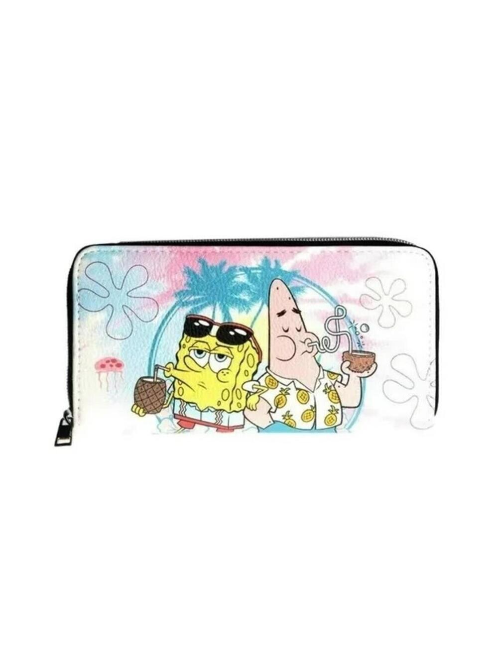 SpongeBob & Patrick Zip-Around Clutch Wallet – Hawaiian Theme, Brand New